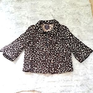 Forever Twentyone Animal Print Feminine Crop Cheetah Office Blazer Coat. Sz M.